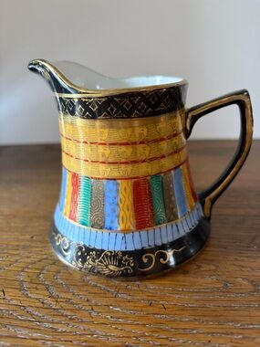 Vintage VTG Shimizu Rokunosuko “Thousand Faces” Creamer Pitcher w/Gold Accents